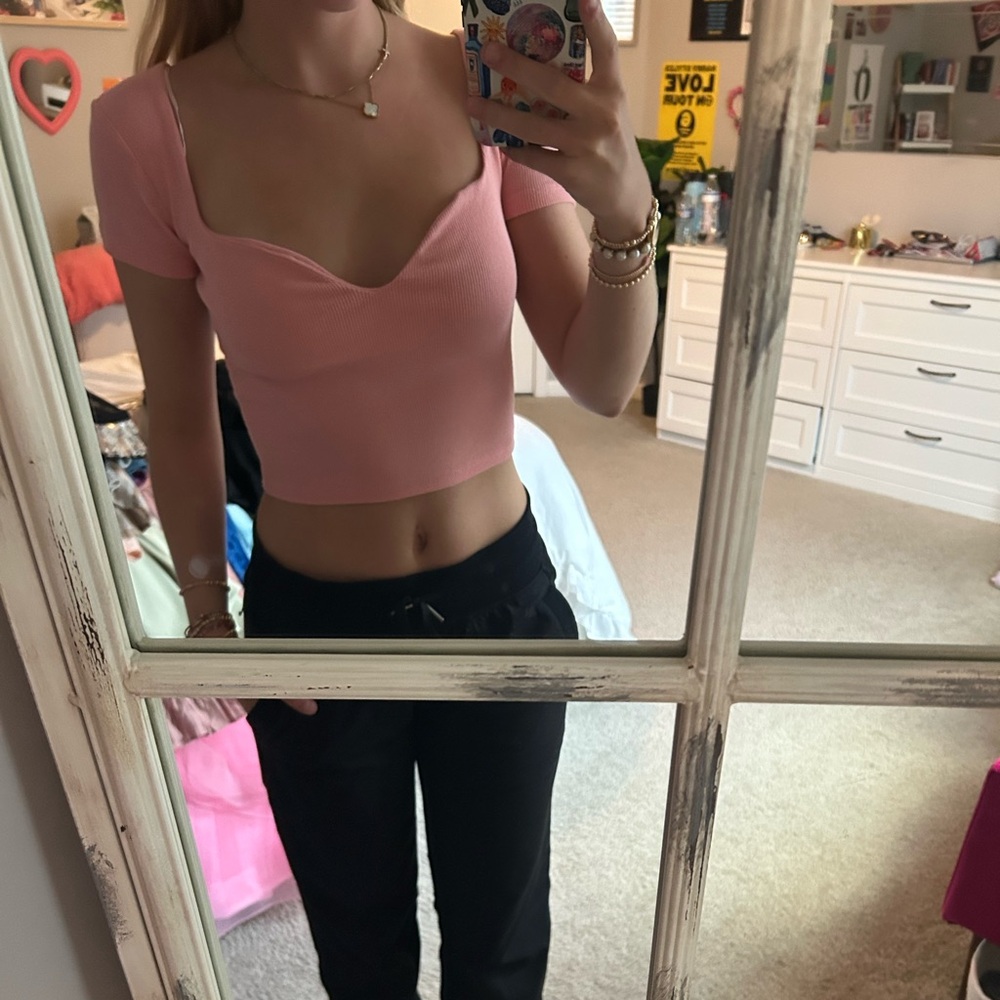 Zara Light Pink Ribbed Top